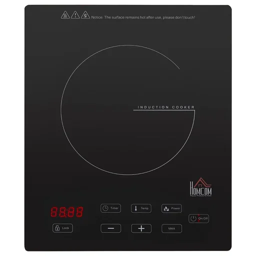 "Einzelkochplatte Elektrokochfeld mit 8 Leistungs- und Temperaturstufen 4 Stunden Timer Kindersicherung Sensor Touch-LED- image"