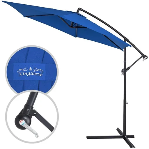 "Sonnenschirm faltbar Aluminium blau mit Pendel Ø 330 cm image"