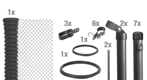 "Maschendrahtzaun als Zaun-Komplettset, zum Einbetonieren, anthrazit-metallic, Höhe 150 cm, Länge 15 m image"