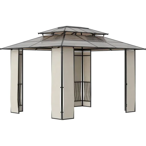 "Gartenpavillon - Polycarbonat - Braun/Grau - 3,65 x 3 x 2,75 m image"