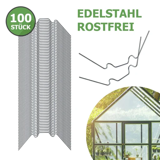 "Gewächshausklammern aus Edelstahl, 100 Stück image"