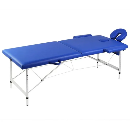 "Klappbarer Massagetisch mit 2 Zonen Aluminiumrahmen blau image"