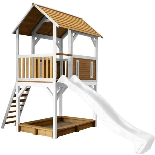 "Pumba Spielturm Braun/Weiß - Weiße Rutsche image"