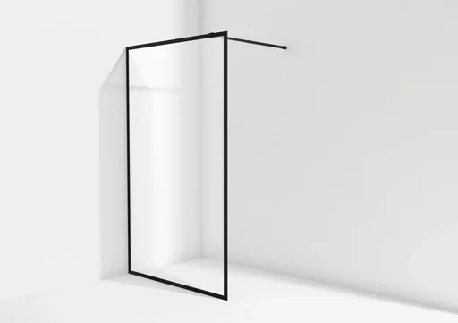 "Walk-IN Glas-Duschwand 120 x 200cm, Duschabtrennung mit barrierefreiem Einstieg inklusive Halterungsstange matt schwarz image"