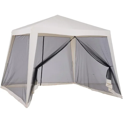 "Gartenpavillon Pavillon Festzelt Partyzelt wetterfest Zelt mit Moskitonetz Beige 3 x 3 m image"