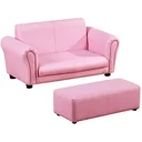 Kindersofa mit Hocker rosa Sessel Kinder Softsofa