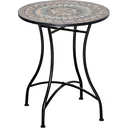 Bistro-Gartentisch in Mosaikoptik, Keramik+Metall, grün+beige+weiß, 60 x 71 cm