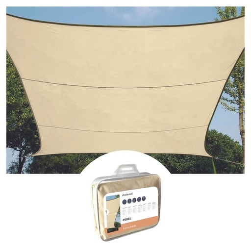 "WASSERDURCHLÄSSIGES SONNENSEGEL - VIERECK - 5 x 5 m - CHAMPAGNE image"