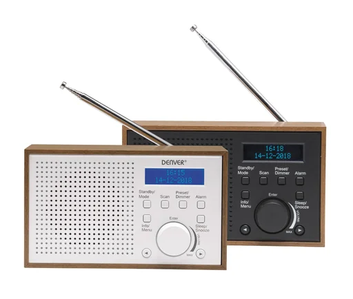 "Retroradio mit Weckfunktion in Holzoptik, dunkelgrau DAB-46 image"