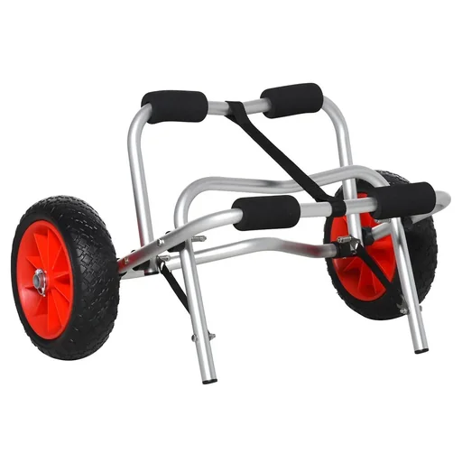 "Alu Kanuwagen Kajakwagen Surfwagen klappbar mit Gurt PU-Räder Silber bis 75 kg 68 x 44,5 x 40 cm image"