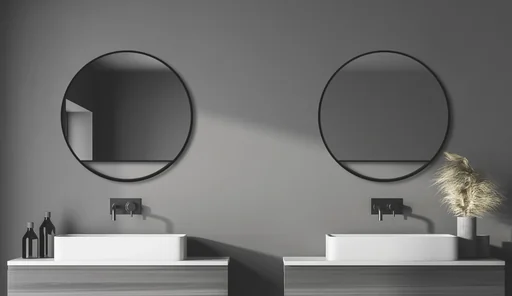 "Dekorativer Wandspiegel "Black Hole" - matt Ø 80 cm - hochwertiger robuster Aluminiumrahmen schwarz matt image"