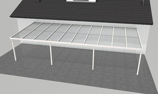 "Terrassendach Premium, weiß, 10140 x 4060 mm - Polycarbonat Stegplatten 16 mm, klar image"