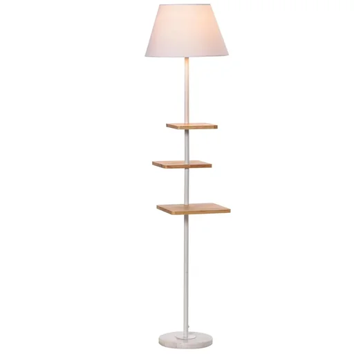 "Stehlampe Stehleuchte mit 3 drehbaren Etagen elegant klassisch für Wohnzimmer Schlafzimmer Büro Stahl Gummiholz T/C-Gewe image"