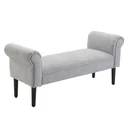 Polsterbank Sitzbank Lounge Sitzhocker Flurbank Bettbank elegant mit gerollten Seiten Leinenstoff Schaumstoff Polyester