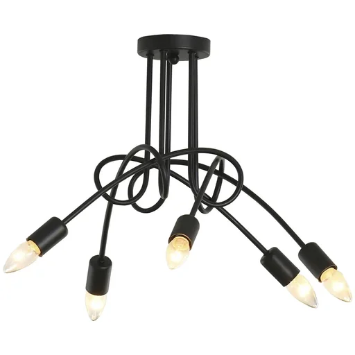 "Kronleuchter Hängelampe 5-flammig E27 Sockel Pendelleuchte Industrial Retro Metall mit 5 Armen Stahl Schwarz Ø57 x 37 cm image"