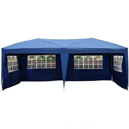 3x6m Faltpavillon Partyzelt Gartenzelt inkl. 4 Seitenteile Blau