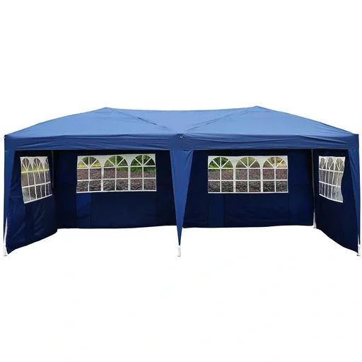 "3x6m Faltpavillon Partyzelt Gartenzelt inkl. 4 Seitenteile Blau image"