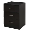 Nachttisch schwarz mit 3 Schubladen E1-Spanplatte