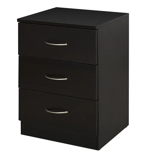 "Nachttisch schwarz mit 3 Schubladen E1-Spanplatte image"