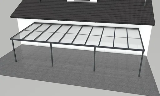 "Terrassendach Premium, anthrazit, 10140 x 4060 mm - Polycarbonat Stegplatten 16 mm, opal image"