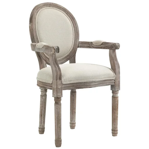 "Esszimmerstuhl Retro-Design Küchenstuhl mit Armlehnen Polsterstuhl für Wohnzimmer Gummiholz Cremeweiß+ helle Holzfarbe 5 image"