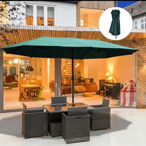 "Sonnenschirm Gartenschirm Marktschirm Doppelsonnenschirm Terrassenschirm mit Handkurbel Oval image"