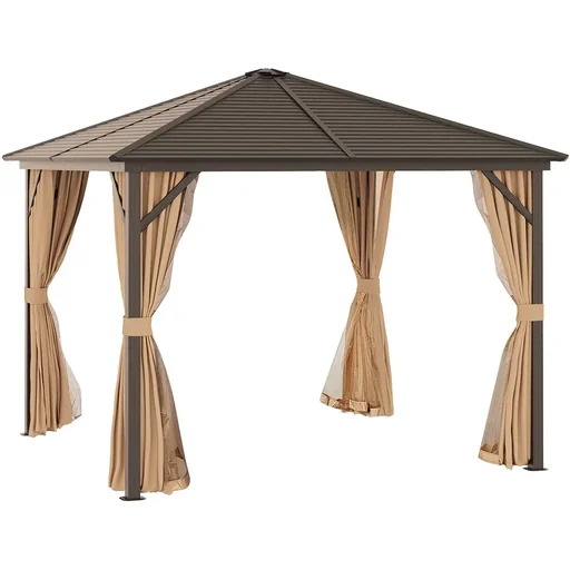 "Gartenpavillon Pavillon 298 x 298 x 260 cm Gartenzelt Festzelt Partyzelt mit 4 x Doppel-Seitenteilw wetterfest Aluminium image"