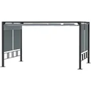 Pergola 3,9 x 2,9 m mit Sonnendach und 4 automatischen Rollläden Wasserdicht Aluminium Polyester Dunkelgrau