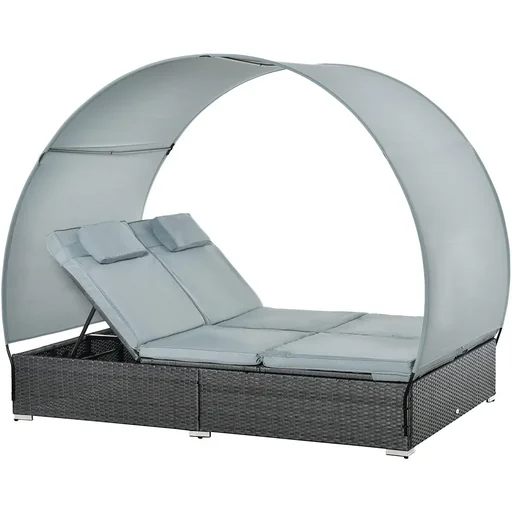 "2 Personen Gartenliege mit Sonnendach grau image"