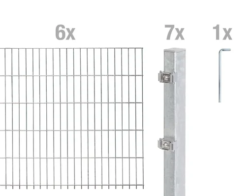 "Doppelstabmattenzaun Komplettset, feuerverzinkt, Höhe 160 cm, Länge 12 m image"