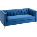 3-Sitzer Sofa Polstersofa Stoffsofa Sitzmöbel Couch Wohnzimmersofa mit Armlehne golden Stahlbeinen Samt-Touch Blau 181 x