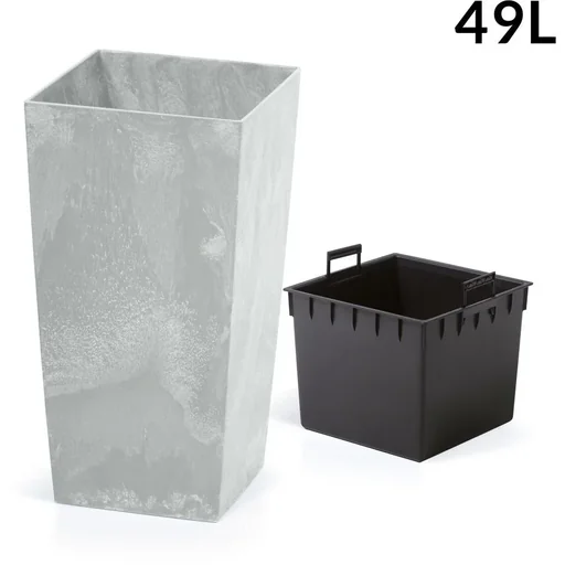 "Blumentopf - Beton-Stil -32,5 x 32,5 x 61 cm - Grau - 49L image"