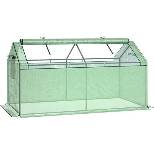"Poly-Gewächshaus mit Fensterdach - Grün - 180 x 92 x 92 cm image"