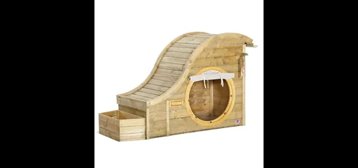 "Discovery Nature Play Hideway, Outdoor-Spielhaus für Kinder aus Holz, Pflanzkübel, Malscheibe, Windspiel, natur image"
