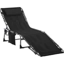 Sonnenliege klappbar - mit Kissen - verstellbar - Schwarz - 188 x 57 x 30 cm