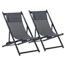 2er-Set Gartenklappstühle Campingstuhl Alu Grau