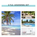 3-tlg. Gartenliege mit Tisch Gartengarnitur Gartensitzgruppe Gartentischset Metall Mesh Schwarz 2 x Sessel 1 x Tisch