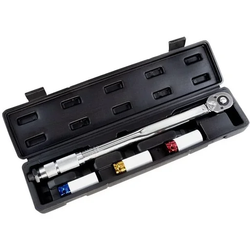 "Hanse Werkzeuge Drehmomentschlüssel 3 Steckschlüsseleinsätze 17/19/21 - 40 bis 210 nm - 1/2 Zoll image"