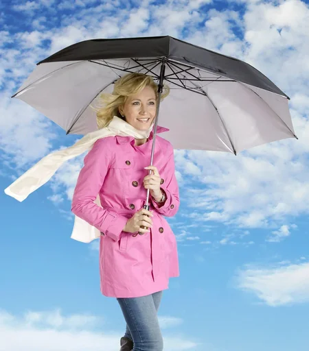 Sturm-Regenschirm Kyrill, Schwarz und Silberfarben