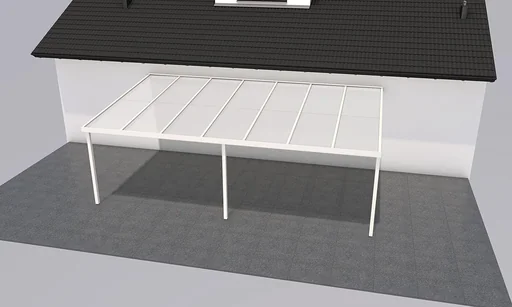"Terrassendach Premium, weiß, 7120 x 4060 mm - Polycarbonat Stegplatten 16 mm, opal image"