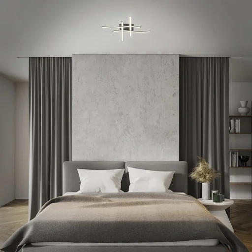 "LED Wand- und Deckenleuchte, 4 LED Stäbe geschwungen, schwarz, 16 Watt, 1400 lm, 3.000 K image"