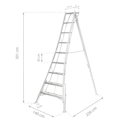 "3-Holm-Gartenleiter, 270 cm, höhenverstellbar image"