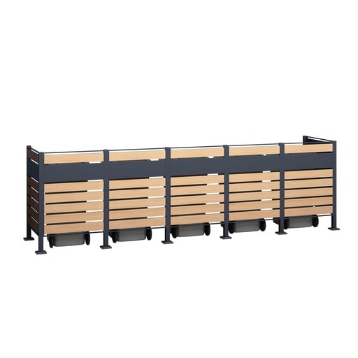 "Westmann Mülltonnenverkleidung Planum 5er 120 cm holzoptik (5× 240 L) image"