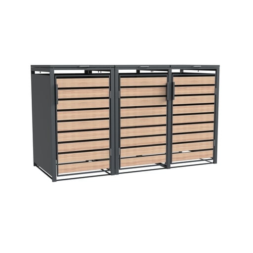 "Westmann Mülltonnenbox Lacina 3er holzoptik (3× 240 L) image"