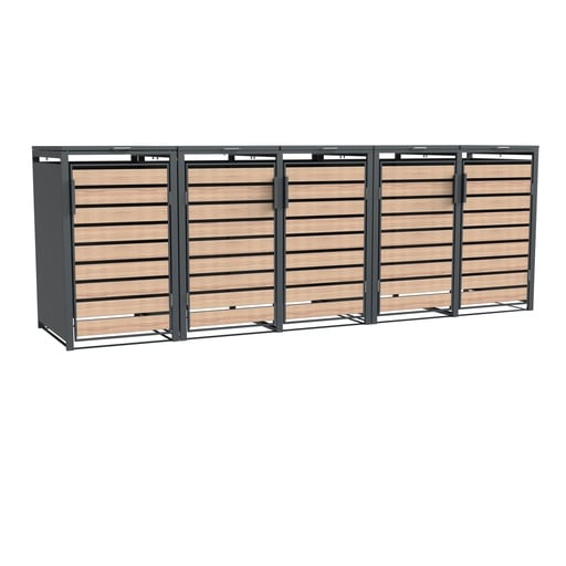 "Westmann Mülltonnenbox Lacina 5er holzoptik (5× 240 L) image"