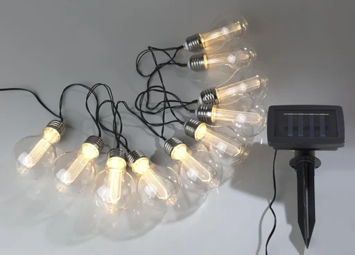 "Solar Lichterkette mit 10 Filament Lampen image"