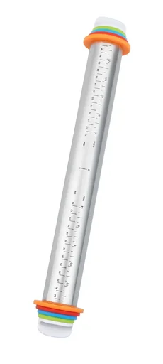 "Edelstahl-Teigrolle mit Abstandhaltern und Messskala image"