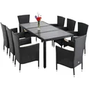 Gartenset Riga Polyrotan 17-teilig stapelbar schwarz