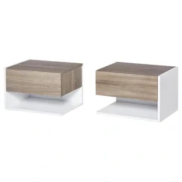 2 tlg. Wandnachttische Nachttisch Wandschrank mit Schublade, Schlafzimmer Nachtk