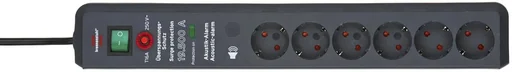 "Steckdosenleiste Secure-Tec 6-fach, mit Überspannungsschutz 19.500A und akustischem Warnsignal, grau image"